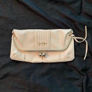 Jessica Simpson cream colored clutch